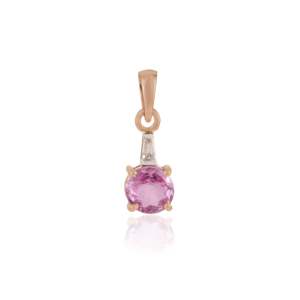 Colgante de rubí y esmeralda en oro rosa con baño de rodio - Product Image 1