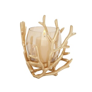 Bougeoir en verre doré de luxe pour décoration de restaurant bureau bureau fait main T Light Candle Stand avec verre votif - Product Image 1