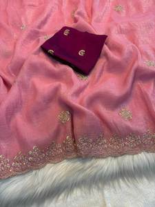 Sari de Viscosa Ligero y Moderno con Corte de Tejido Crujiente de Calidad Tipo Boutique, Ideal para Uso Diario, Oficina y Fiestas - Product Image 5