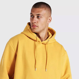 Sweats à capuche surdimensionnés de haute qualité, amples, lourds, en molleton uni, sans cordon, logo personnalisé, mélange de coton, sweat à capuche pour homme - Product Image 2