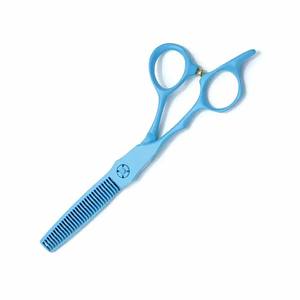 Tijeras profesionales para adelgazar el cabello, acero inoxidable, Color azul con reposapiés, tijeras para adelgazar el salón - Product Image 6