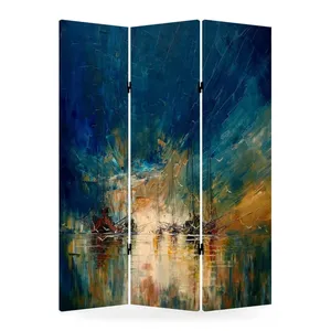 ภาพวาดสีน้ำมันเรือใบสีน้ำเงินกรมท่า ฉากกั้นผ้าใบสองด้านแบบพับได้ - Product Image 4
