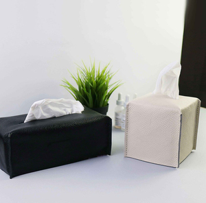 Cubierta de caja de pañuelos Decoración de spa Servilletero para mesa Soporte de caja de cuero genuino - Product Image 6