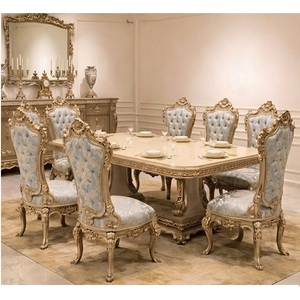 Ensemble de meubles de salle à manger en bois de style néoclassique d'inspiration romaine, acheter un ensemble de table à manger classique 8 places, meubles de luxe pour la maison, Sydney - Product Image 1