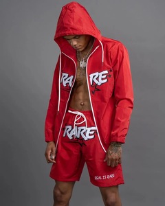 Veste à capuche avec support coupe-vent en nylon léger personnalisé Ensemble deux pièces avec fermeture éclair et short en toile Vente en gros - Product Image 3