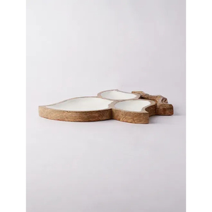 Élégant plateau de service en bois en forme de feuille fait à la main en Inde, parfait pour les repas de mariage et l'affichage des aliments - Product Image 6