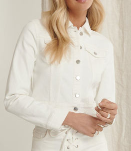 Vestes en denim tricotées sur mesure en tissu grande taille 100% coton écologiques décontractées à manches longues en denim délavé - Product Image 6