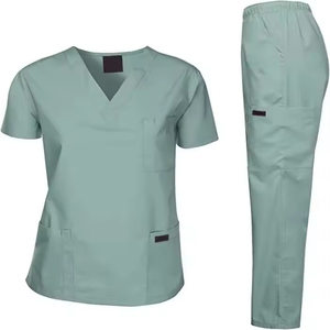 Conjuntos de uniformes médicos de enfermera cómodos para mujer Traje de vestir de hospital de punto de color personalizado sólido - Product Image 4
