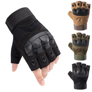 Gants de travail en nylon antistatique, résistants à l'usure, antidérapants, résistants aux coupures, à coque dure, à demi-doigts, noirs et verts, en gros - Product Image 4