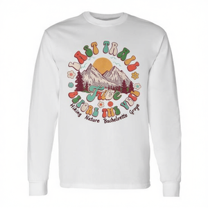 Camiseta promocional de manga larga Last Trail Before the Veil Hiking Nature Bachelorette Groovy - Product Image 2