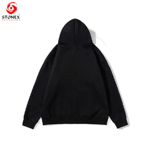 Professional Custom Logo Puff Printed Oversized 470Gsm Thick Cotton/<b>Polyester</b> Winter Boxy Long <b>Hoodie</b> Men Rhinestone Hooded - Product Image 6