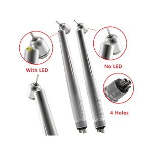 Piezas de mano de 45 grados con construcción de acero, fuente de alimentación de turbina, color plateado, certificación CE Clase III - Product Image 1