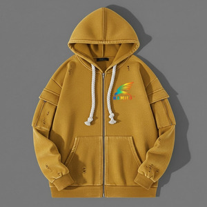 Sudadera con Capucha para Hombre, Diseño Único, Transpirable, Estilo Único, 100% Algodón, Forro Térmico, Diseño Sólido, Básico, Mezcla de Algodón - Product Image 2