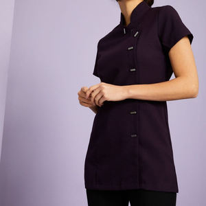 Stretchy Beautician <b>Tunic</b> <b>Men's</b> Beauty Nail Salon Spa Uniform Scrub Sets Hospital Use Nurse Scrub Top Knitted High Quality - Product Image 1