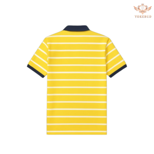 Camiseta de Manga Corta para Hombre YOKEBUD, Premium, 100% Algodón, Estampado a Rayas, Informal, para Verano, Cuello en Contraste, Tejido de Punto, Personalizable - Product Image 4