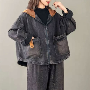 Chaquetas Vaqueras de Mezclilla de Longitud Media para Mujer, Hechas a Medida, al por Mayor, en Cantidad, Diseño Sólido, con Botones, de Algodón, Colores Personalizados, Logotipo - Product Image 1