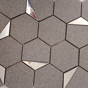 Azulejo en EveryCorner 73mm Hexágono Plata PVD Azulejo de mosaico de cerámica Mate para aplicaciones interiores Paredes de baño y áreas de Ducha - Product Image 5