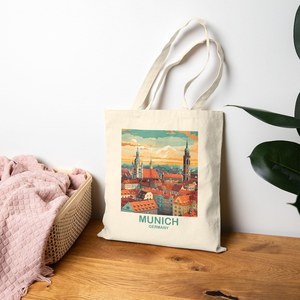 For Munich Germany Travel <b>Canvas</b> <b>Tote</b> Bag Vintage Style Memory Gift Present T2EU_GEMU1 - Product Image 1