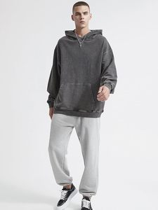 Sudaderas con capucha lavadas pesadas para hombres de alta calidad 100 presente algodón Vintage lavado ácido desgastado con logotipo personalizado - Product Image 6
