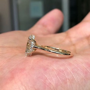 14k Solid Gold Vintage Channel Set Moissanite Diamond <b>Solitaire</b> <b>Ring</b> Classic Oval Cut and Hidden Halo Elegant Anniversary <b>Ring</b> - Product Image 4