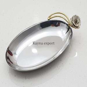 Plateau de service décoratif en métal d'acier inoxydable de conception moderne conception de branche en métal d'or - Product Image 2