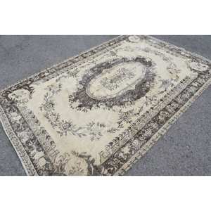 พรมสไตล์ตุรกีโบราณขนาดใหญ่6.4x9.7ฟุตลายปะต่อสีน้ำตาลเบจคลาสสิกน้ำยางวัสดุขนสัตว์สำหรับห้องนอนห้องโถง - Product Image 2