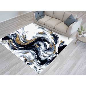 Alfombra de Mármol Negro y Dorado: Arte Abstracto de Lujo, Alfombra Personalizada, Alfombra de Chenilla - Product Image 2