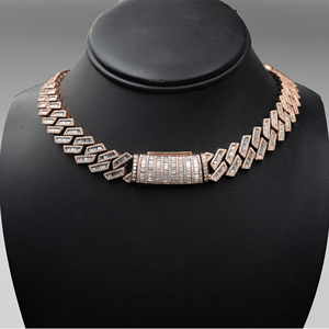 925 Sterling Bạc Moissanite Vvs Kim Cương Iced Rose Vàng Mạ Cuba Chuỗi Vòng Cổ Tùy Chỉnh Hip Hop Cơ Thể Cho Nam Giới Phụ Nữ Đám Cưới - Product Image 3