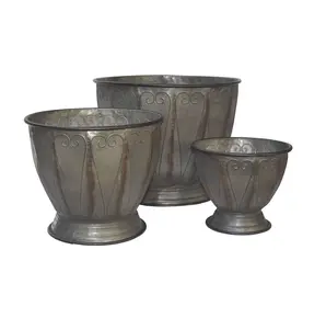 Penjualan laris besi logam galvanis kasar Vintage bulat Dolly Tub pekebun dengan Finishing antik dengan harga yang sangat rendah dibuat di India
