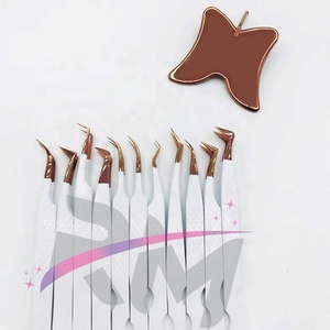 RMI Super producto Pinzas para pestañas Punta de color de plasma de oro rosa/Color blanco recubierto de polvo y espejo de pestañas Conjunto de color oro rosa - Product Image 5