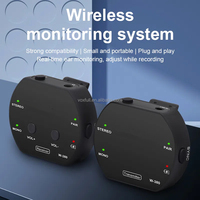 Système de monitoring intra-auriculaire sans fil rechargeable 2.4G avec microphone cravate, commutation stéréo/mono, contrôle du volume, fonction mute, suppression du bruit et LED