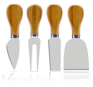 Juego de Cubiertos para Queso de Acero Inoxidable con Mango de Madera, 4 Piezas, Juego de Cubiertos de Cocina y Vajilla de Acero Inoxidable para Mantequilla, Pizza y Queso - Product Image 1