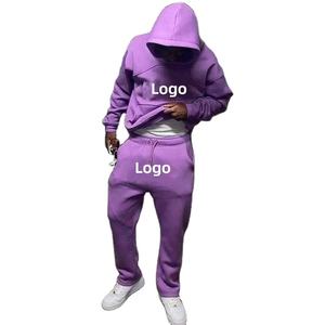 Conjunto de chándal con cremallera y lavado ácido personalizado para hombre, chándal acampanado en blanco con estampado de hojaldre, Sudadera con capucha, pantalones de chándal, tela de rizo, estilo Hip Hop, otoño - Product Image 2