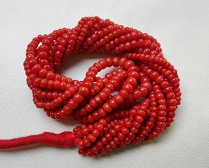 100% Natural Italian <b>Red</b> Coral <b>Beads</b>, <b>Red</b> Coral Smooth Polished Rondelle Shape 16"Inches Strands Mediterranean <b>Red</b> Coral <b>Beads</b> - Product Image 4