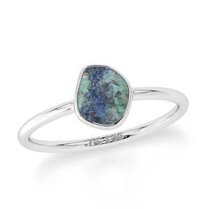 Premium 925 Sterling Silver Lisse Cab Lunette Réglage Anneau Empilable Azurite Malachite Gemstone Poire Ovale Rond pour Femmes Pack 12 - Product Image 1