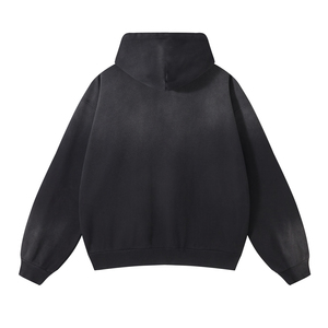 Sweat à capuche de haute qualité en coton épais délavé à double extrémité avec fermeture à glissière personnalisée pour hommes Streetwear à capuche personnalisée avec logo OEM - Product Image 2