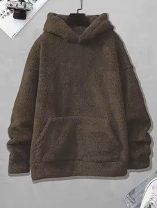 Sweat à capuche en peluche surdimensionné avec poches Pull floue Motif camouflage Col rond Sweat à capuche coupe ample pour hommes - Product Image 3