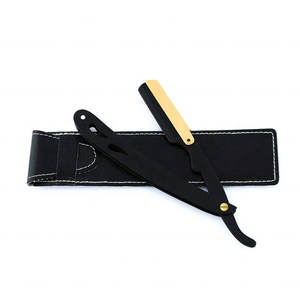 Muestra Gratuita del Mejor Fabricante de Navajas de Afeitar para Barberos, Navaja de Afeitar de Acero Inoxidable de Borde Recto de Color Negro - Product Image 2