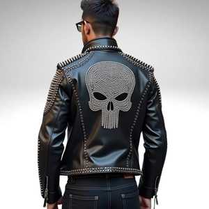 Combinaison de moto de course pour homme, coupe-vent, imperméable, veste en cuir décontractée pour affaires avec tissu denim, équipement de protection - Product Image 4