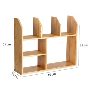 Modern <b>Mini</b> Bamboo Wood Standing <b>Desk</b> Bookshelf 45x12x55cm Office Organizer for Desktop & Living Room - Product Image 6