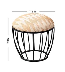Black metallic <b>stool</b> sitting cage ottoman customized made in india usage home hotel room restaurant indoor outdoor living room - Product Image 4