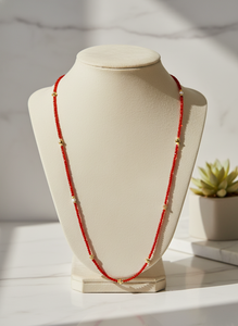 Collier artisanal en cornaline et perles avec finition plaquée or en argent sterling 925 |   Collier en pierre naturelle - Product Image 3