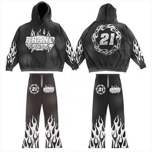 Survêtement Unisexe Vintage Puff Printing 400 Gsm Éponge Française Lourde avec Col à Capuche Logo Personnalisé Streetwear pour l'Hiver - Product Image 1