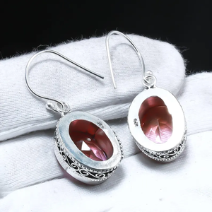 Rose Morganite Gemstone 925 Boucles D'oreilles En Argent Sterling Femmes Boucles D'oreilles Morganite Dangle Boucle D'oreille En Gros Usine Prix - Product Image 4