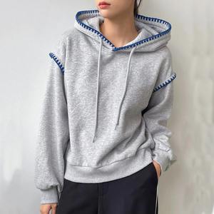 Sudadera con capucha de manga larga ligera al por mayor con logotipo personalizado de alta calidad para mujer - Product Image 1