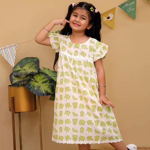 Venta al por mayor de vestidos de algodón para niños Casual cuello redondo vestidos de manga corta vestido de verano para niñas - Product Image 1