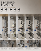 Ensemble de douche thermostatique carré en cuivre noir et or avec mitigeur de baignoire et robinet chaud/froid de haute qualité
