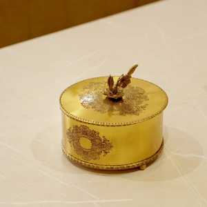 Traditional Brass Antique Dinnerware <b>Storage</b> <b>Box</b> with <b>Floral</b> Handle Handmade Vintage Organizer for Serving Accessories - Product Image 5