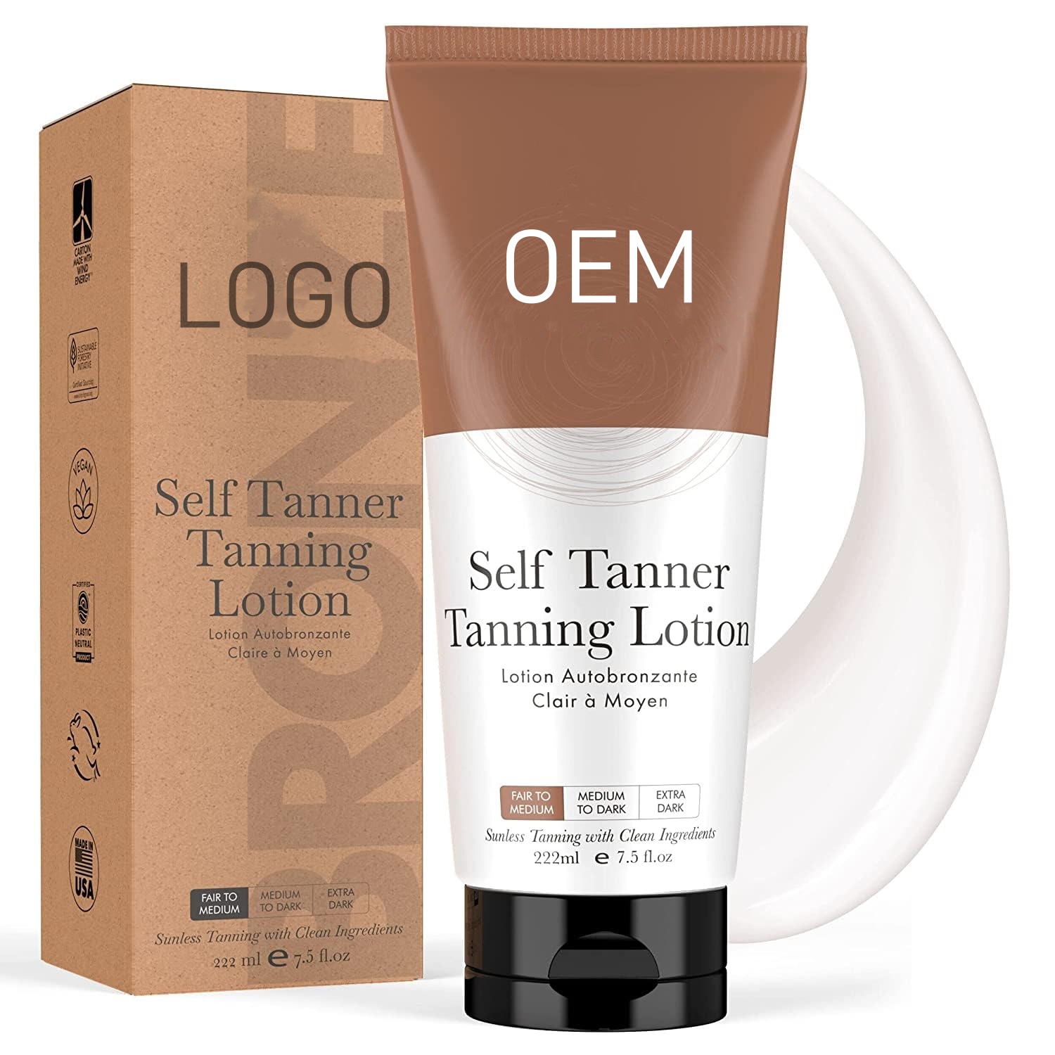 Losion Tanning diri untuk tubuh, Losion Tanning alami tanpa matahari, Tan palsu untuk Bronzer bersinar