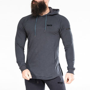 Scoop Bottoms Men Zipper <b>Hoodies</b> Side Split <b>Hoodies</b> with Hidden Sleeve Pockets - Product Image 4